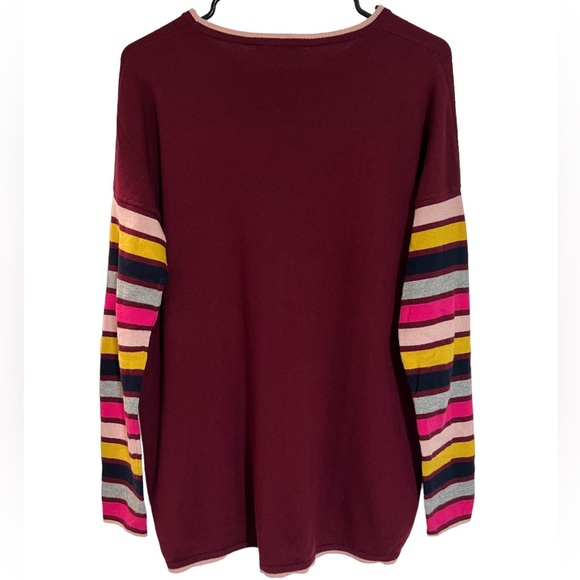 Boden Berwick Maroon Striped Sleeve Sweater - Picture 2 of 13